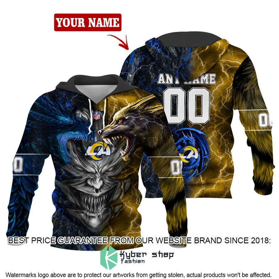 Personalized Los Angeles Rams Dragon Demon Face Hoodie, Pants