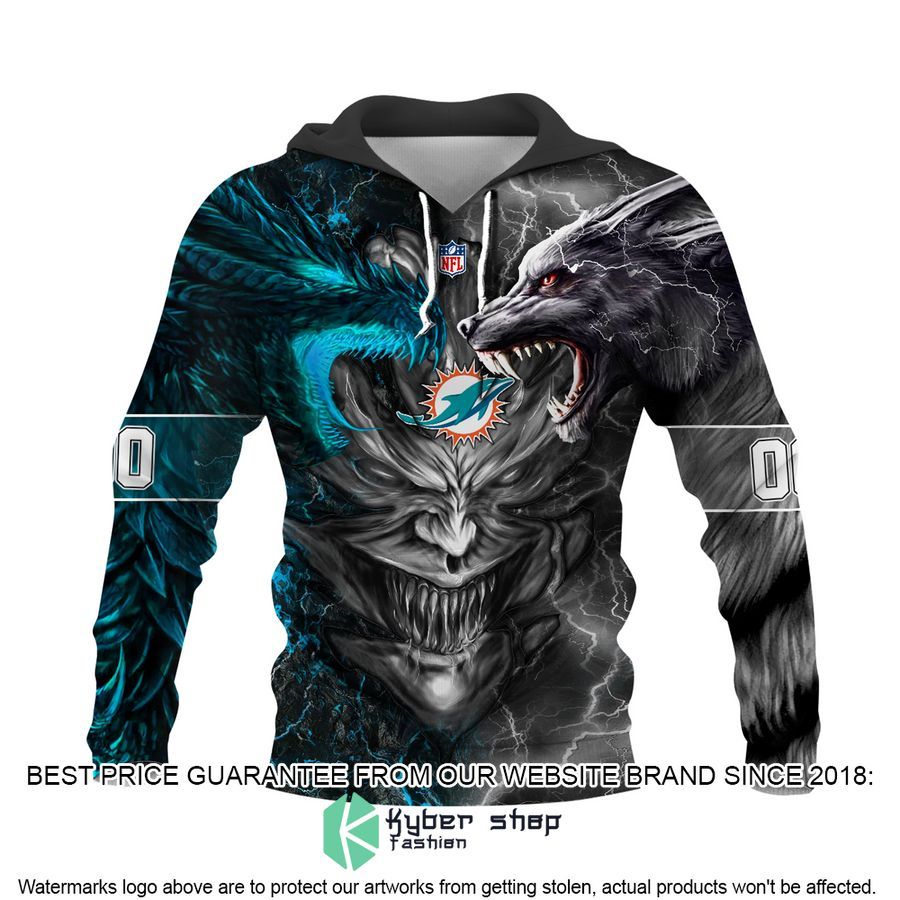 Personalized Miami Dolphins Dragon Demon Face Hoodie, Pants