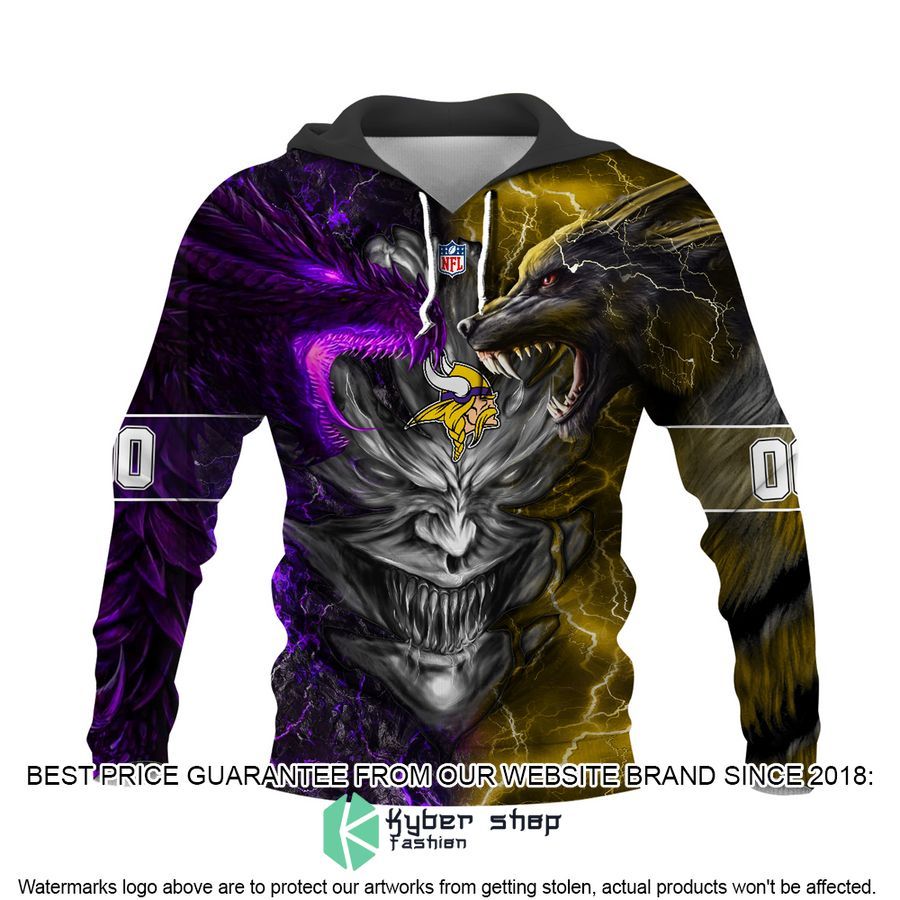 Personalized Minnesota Vikings Dragon Demon Face Hoodie, Pants