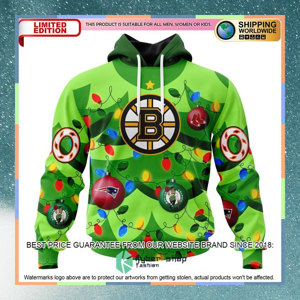 Personalized NHL Boston Bruins Christmass Tree Color And City's Sport Teams Shirt, Hoodie