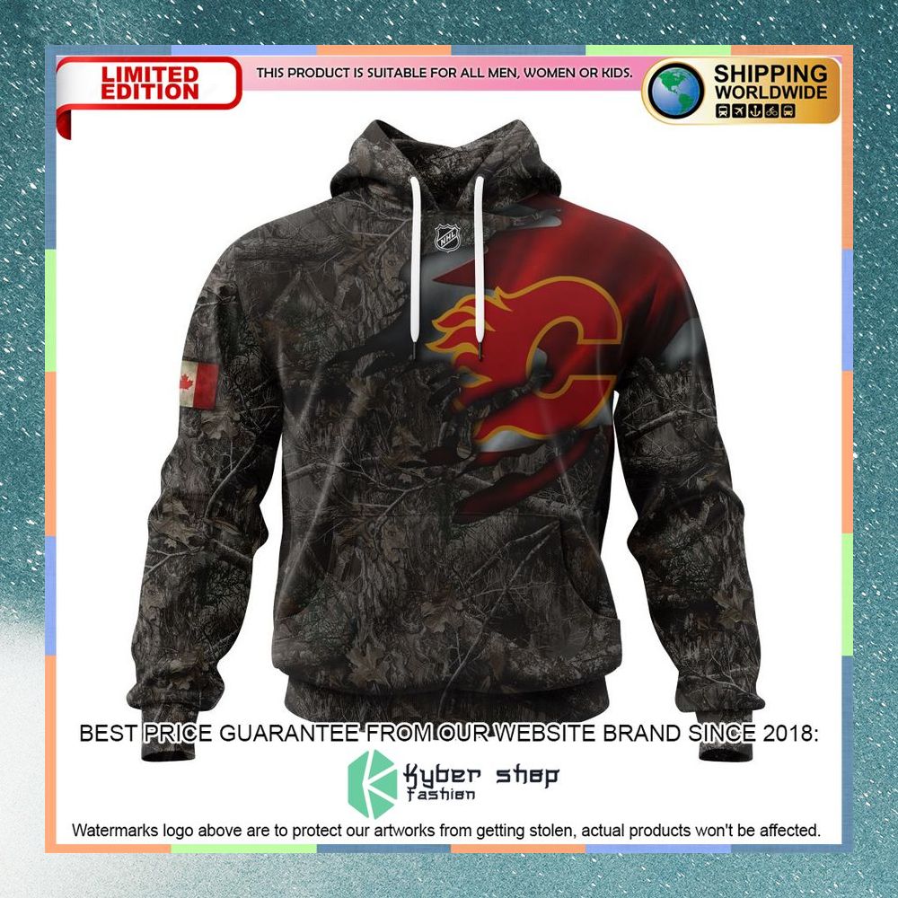 Personalized NHL Calgary Flames Hunting Camo Realtree Shirt, Hoodie