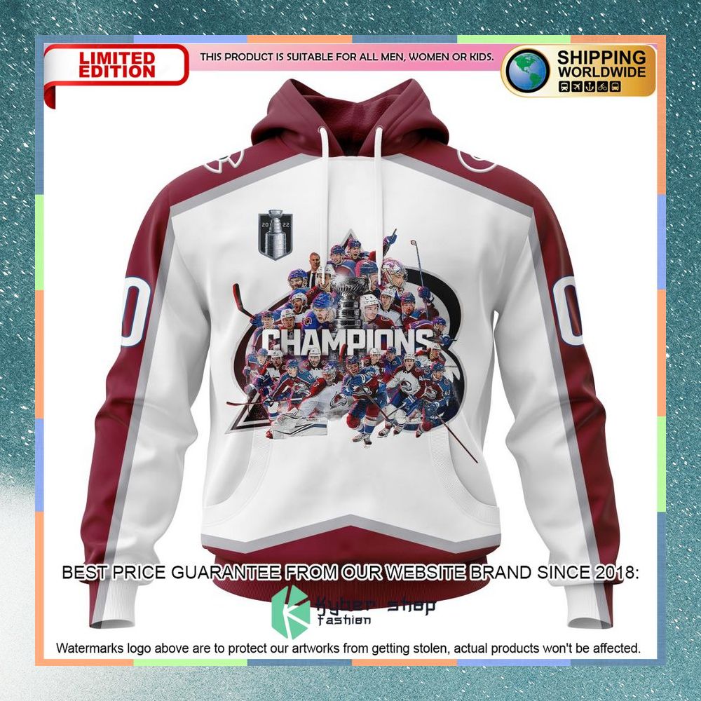 Personalized NHL Colorado Avalanche 2022 Stanley Cup Champions Away Shirt, Hoodie