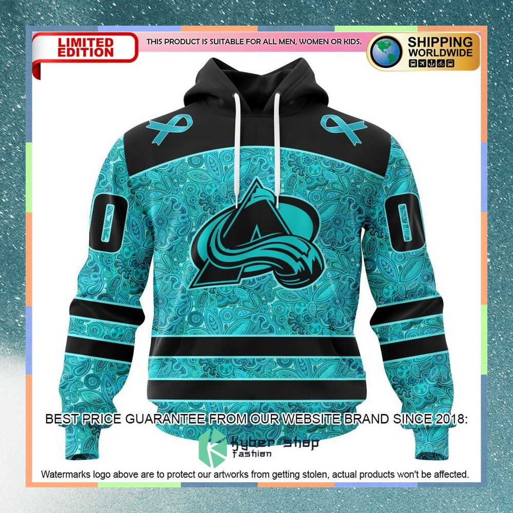 Personalized NHL Colorado Avalanche Design Fight Ovarian Cancer Shirt, Hoodie