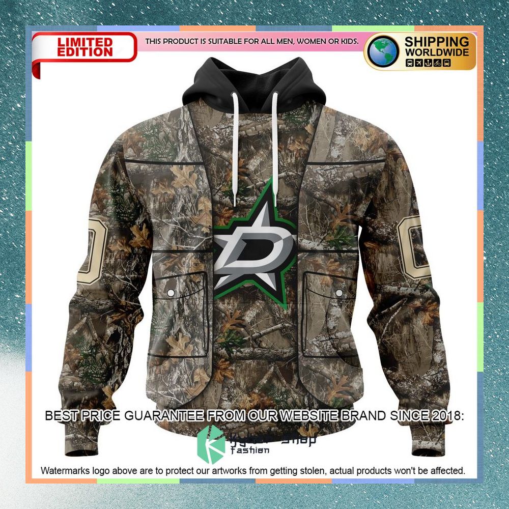 Personalized NHL Dallas Stars Vest With Realtree Camo Shirt, Hoodie