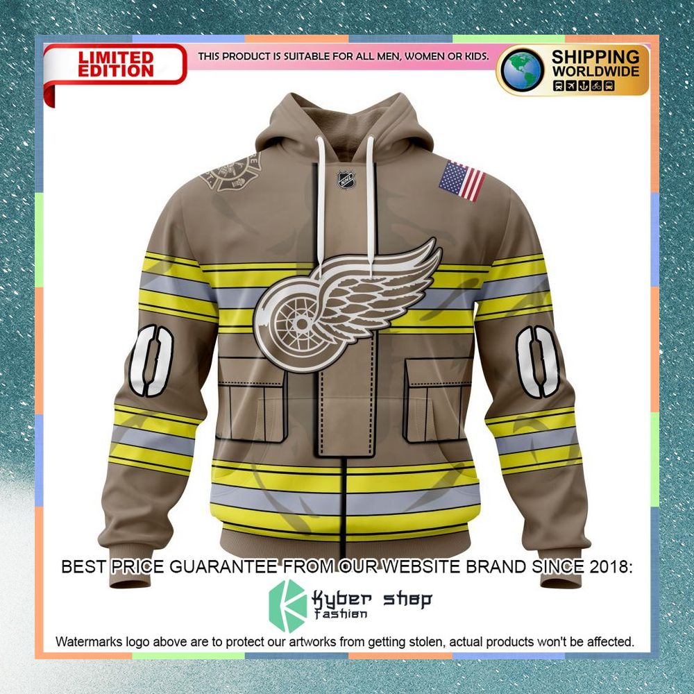 Personalized NHL Detroit Red Wings Honor Firefighter As Hero Of The Game Shirt, Hoodie