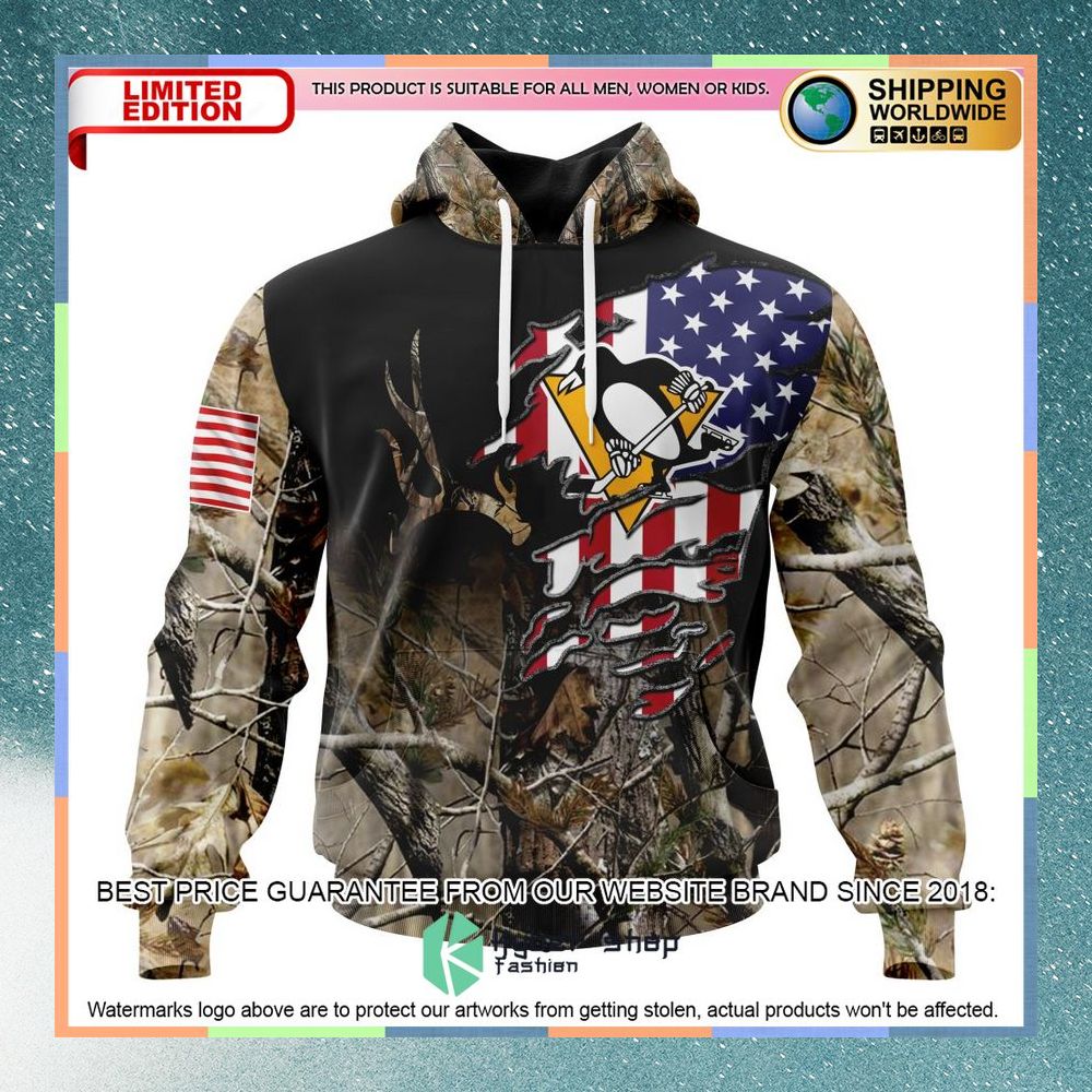 Personalized NHL Pittsburgh Penguins Camo Realtree Hunting Shirt, Hoodie
