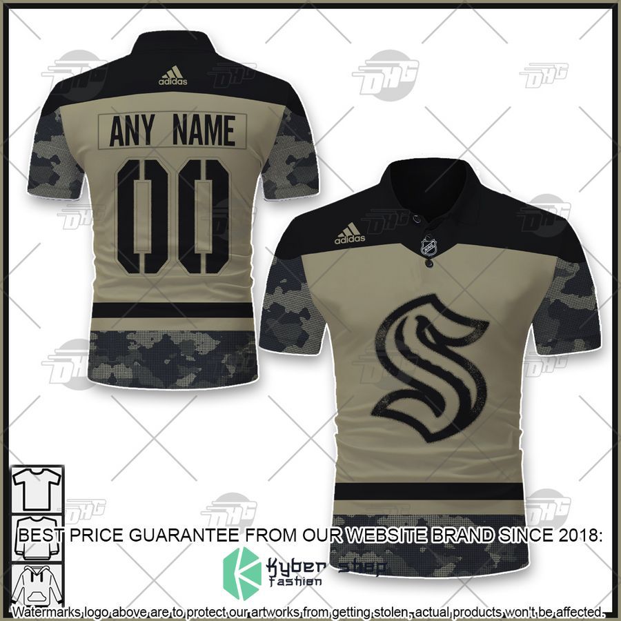 Personalized NHL Seattle Kraken Camo Military Polo Shirt
