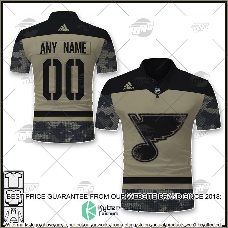 Personalized NHL St. Louis Blues Camo Military Polo Shirt