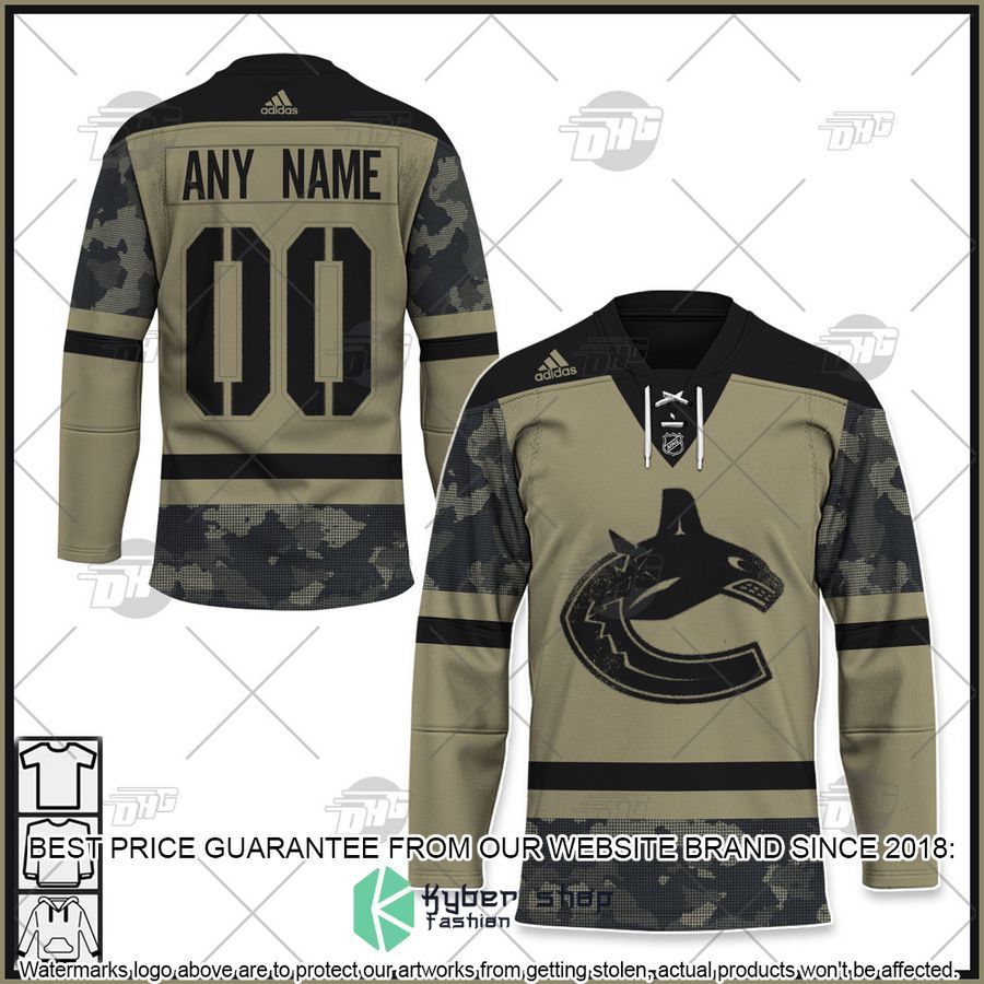 Personalized NHL Vancouver Canucks Camo Military Hockey Jersey