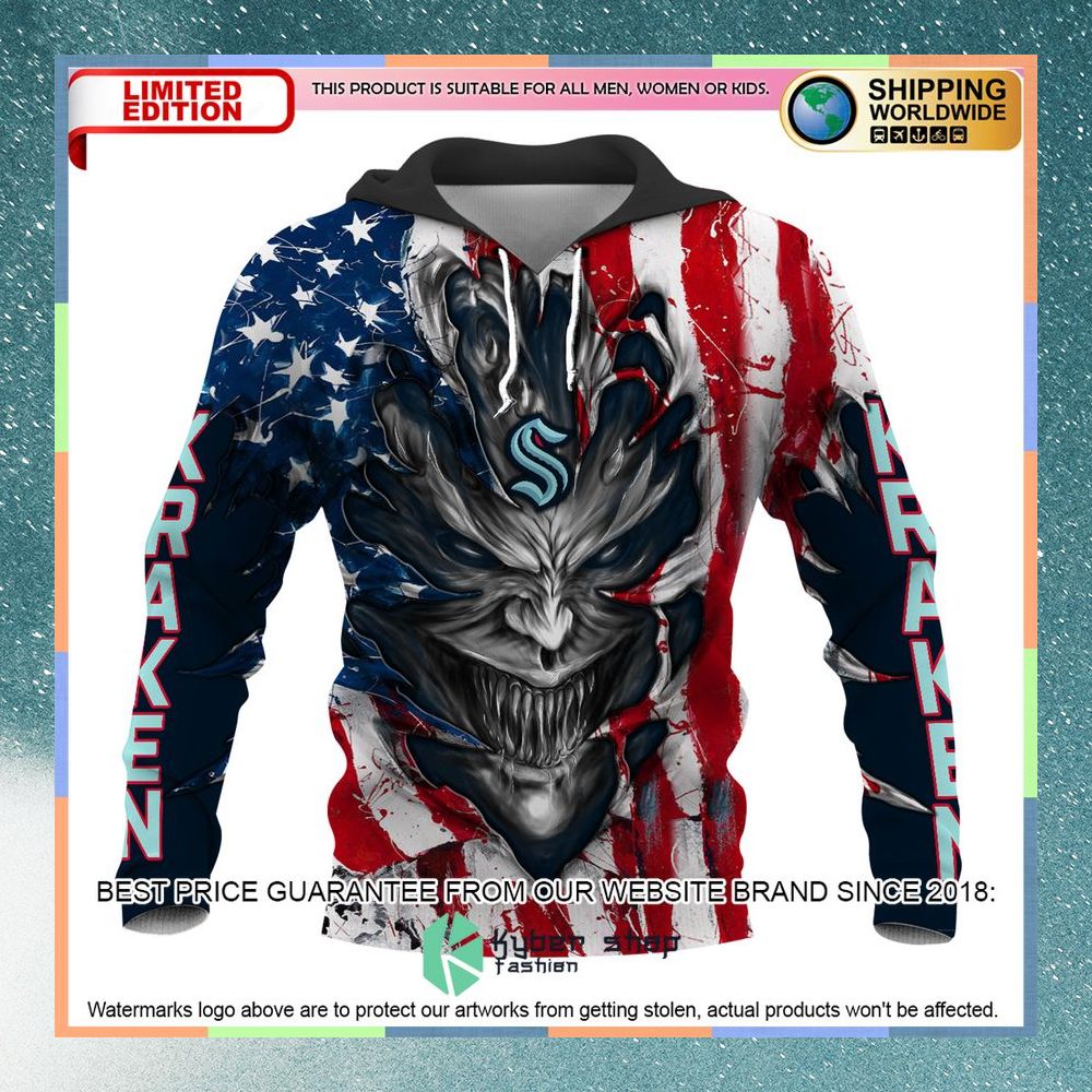 Personalized Seattle Kraken Demon US Flag 3D Hoodie 5 Personalized Seattle Kraken Demon US Flag 3D Hoodie word2