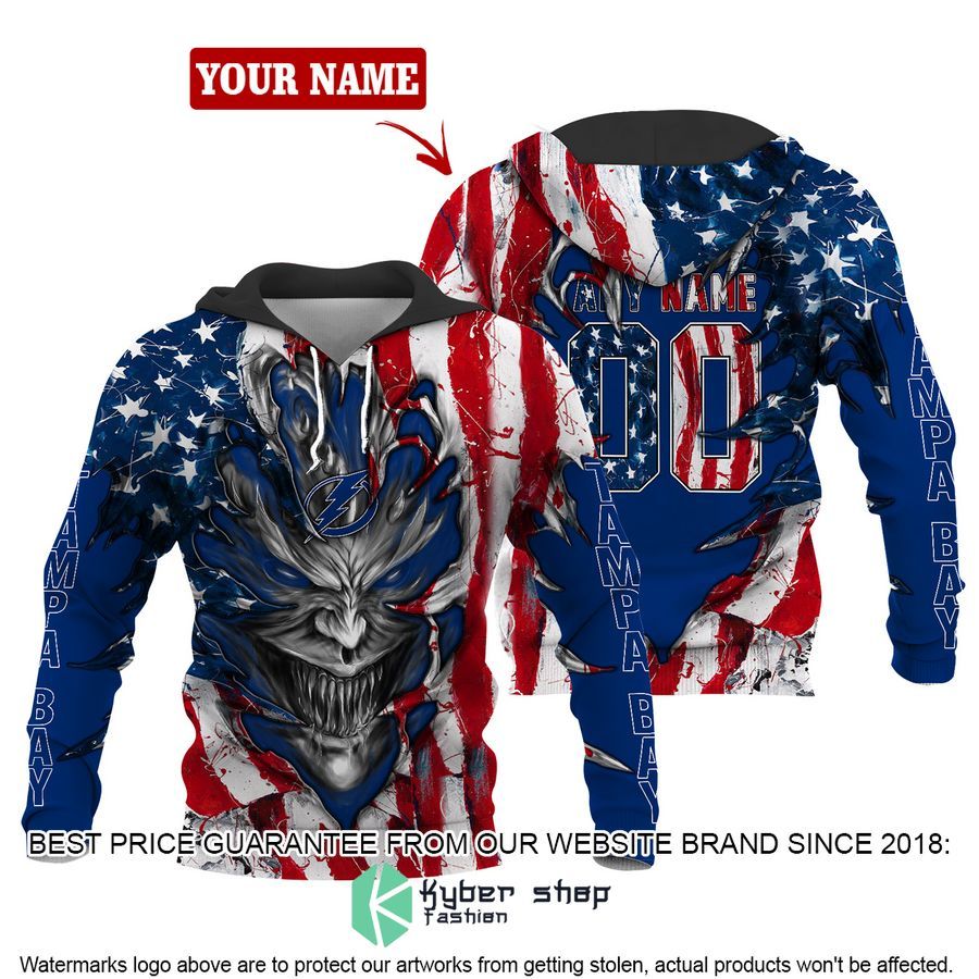 Personalized Tampa Bay Lightning Demon US Flag 3D Hoodie