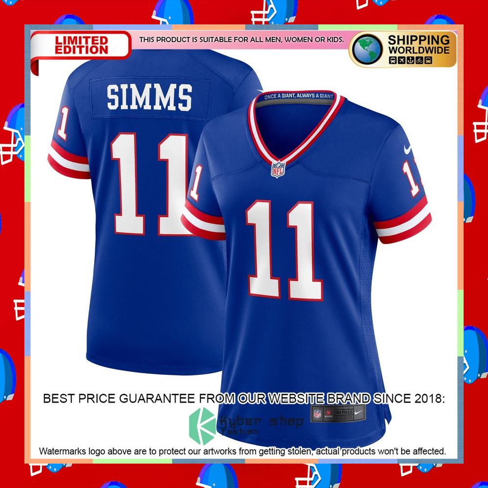 Phil Simms New York Giants Women's Classic Retired Royal Football Jersey 8 Phil Simms New York Giants Women's Classic Retired Royal Football Jersey word2