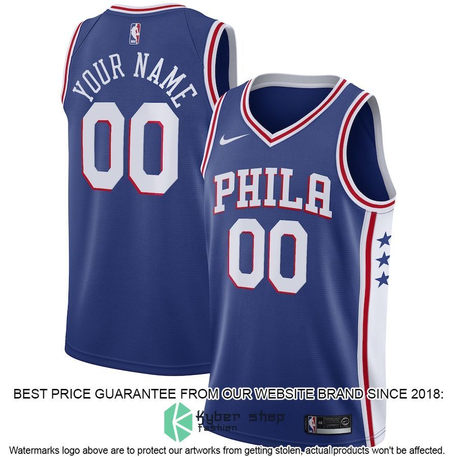 Philadelphia 76ers Nike Custom Blue Basketball Jersey