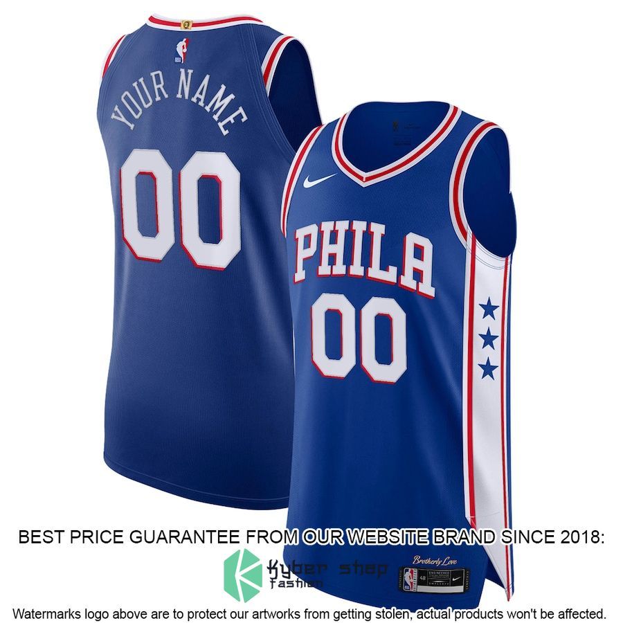 Philadelphia 76ers Nike Custom Royal Basketball Jersey