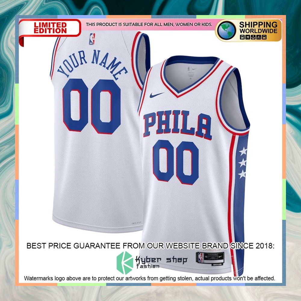 Philadelphia 76ers Nike Unisex 2022-23 Custom White Basketball Jersey 4 Philadelphia 76ers Nike Unisex 2022-23 Custom White Basketball Jersey word1