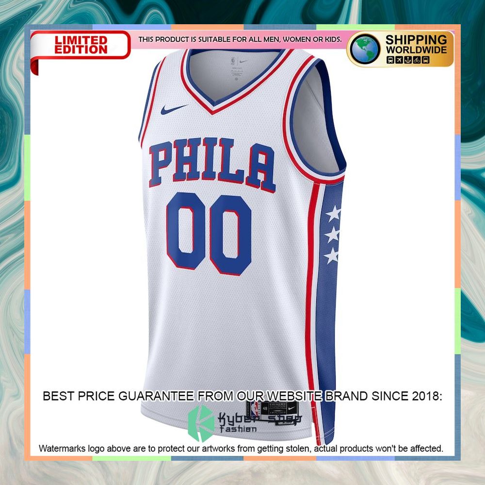Philadelphia 76ers Nike Unisex 2022-23 Custom White Basketball Jersey 5 Philadelphia 76ers Nike Unisex 2022-23 Custom White Basketball Jersey word1