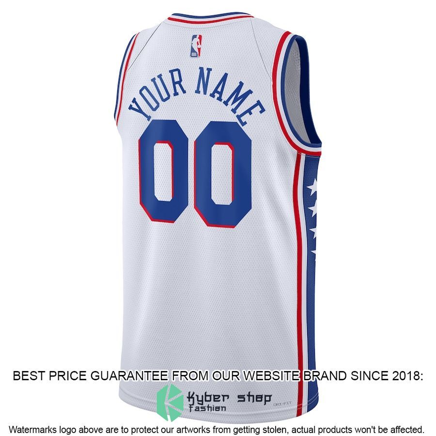 Philadelphia 76ers Nike Unisex 2022-23 Custom White Basketball Jersey 3 Philadelphia 76ers Nike Unisex 2022-23 Custom White Basketball Jersey word1