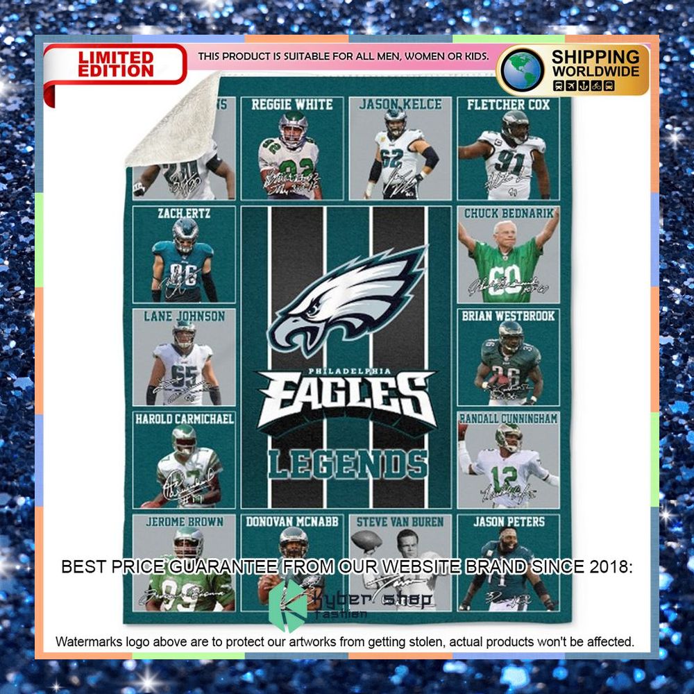 Philadelphia Eagles Legends Fleece Blanket 3 Philadelphia Eagles Legends Fleece Blanket word2