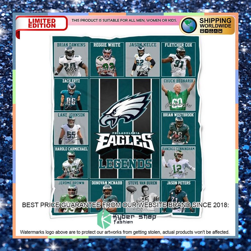 Philadelphia Eagles Legends Fleece Blanket 4 Philadelphia Eagles Legends Fleece Blanket word2