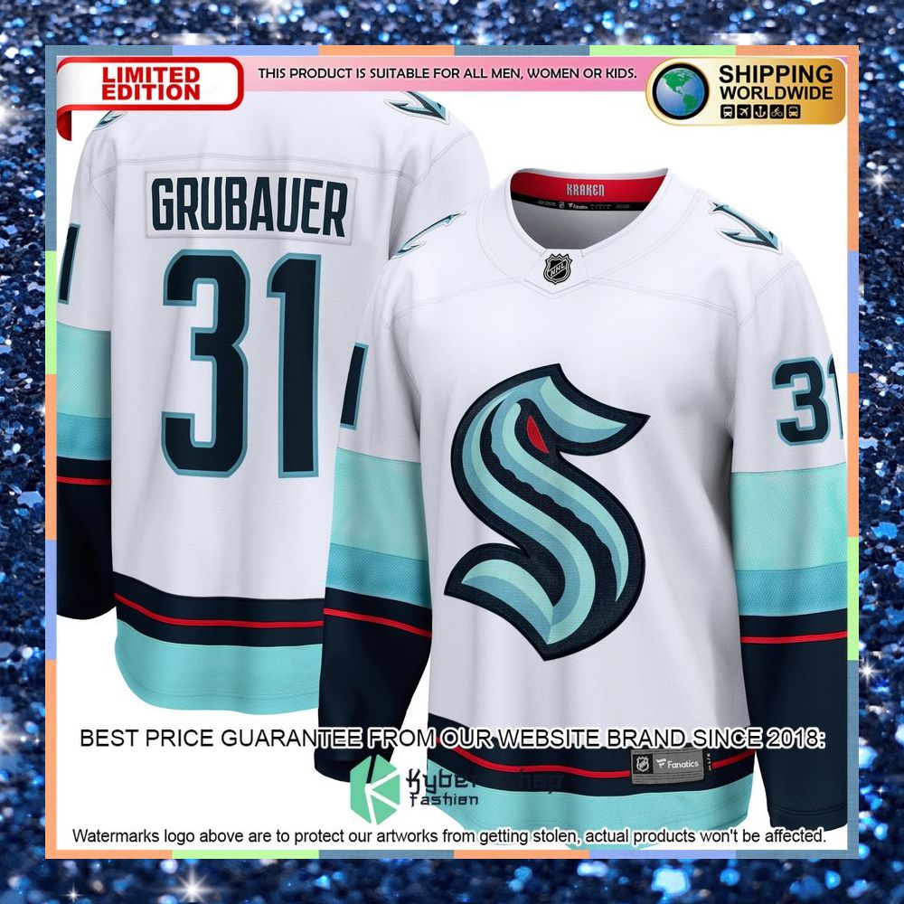Philipp Grubauer Seattle Kraken Away Premier White Hockey Jersey 6 Philipp Grubauer Seattle Kraken Away Premier White Hockey Jersey word3