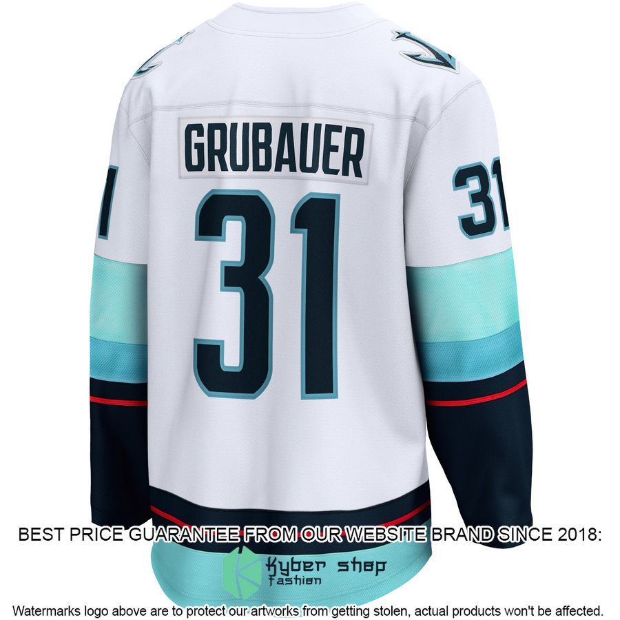 Philipp Grubauer Seattle Kraken Away Premier White Hockey Jersey 3 Philipp Grubauer Seattle Kraken Away Premier White Hockey Jersey word3