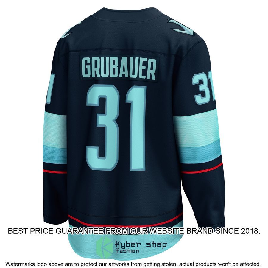 Philipp Grubauer Seattle Kraken Home Premier Deep Sea Blue Hockey Jersey 3 Philipp Grubauer Seattle Kraken Home Premier Deep Sea Blue Hockey Jersey word2