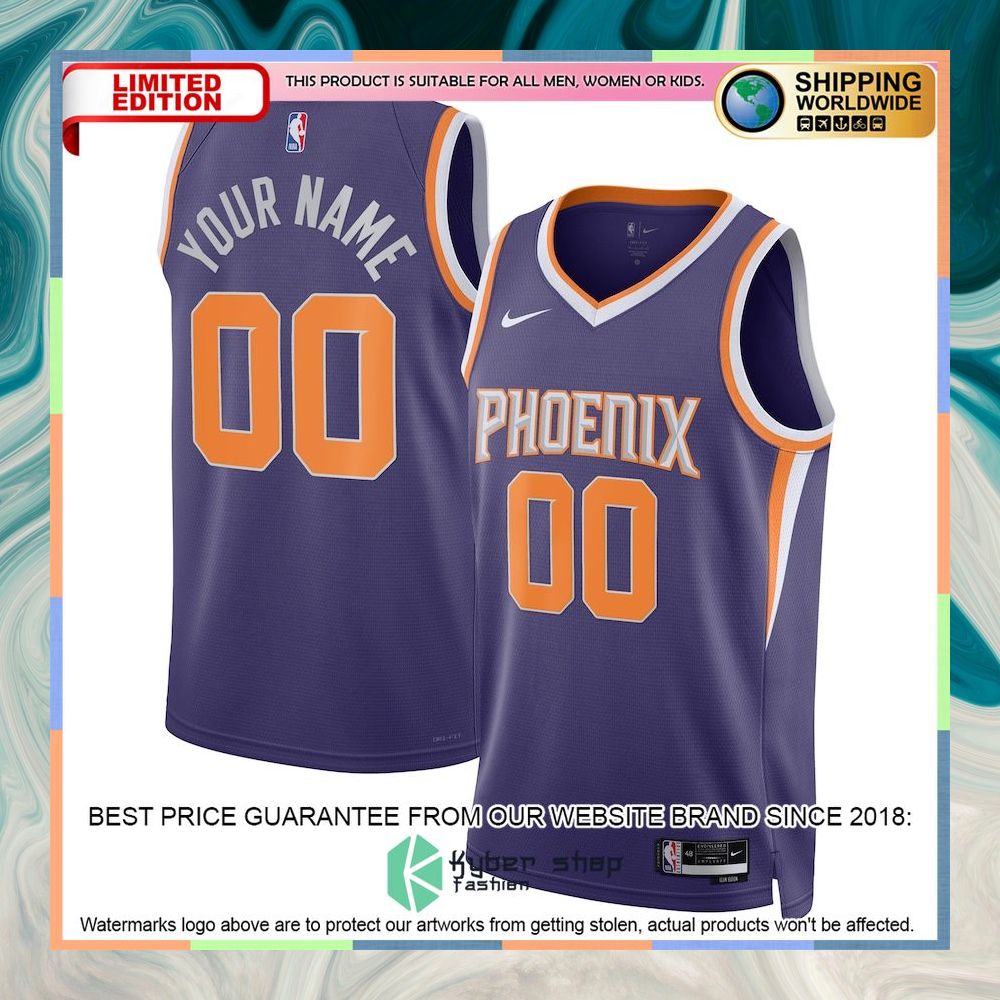 Phoenix Suns Nike Unisex 2022-23 Custom Purple Basketball Jersey 4 Phoenix Suns Nike Unisex 2022-23 Custom Purple Basketball Jersey word1