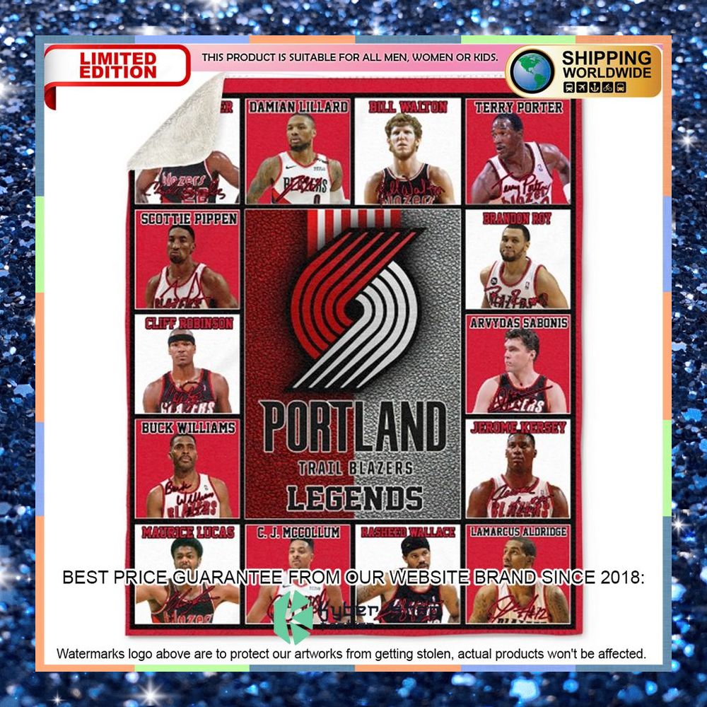 Portland Trail Blazers Legends Fleece Blanket 3 Portland Trail Blazers Legends Fleece Blanket word3