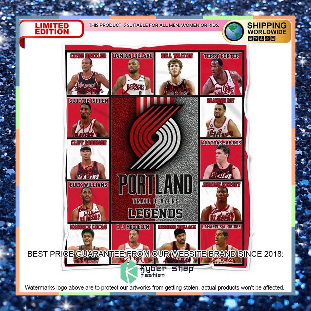 Portland Trail Blazers Legends Fleece Blanket 4 Portland Trail Blazers Legends Fleece Blanket word3