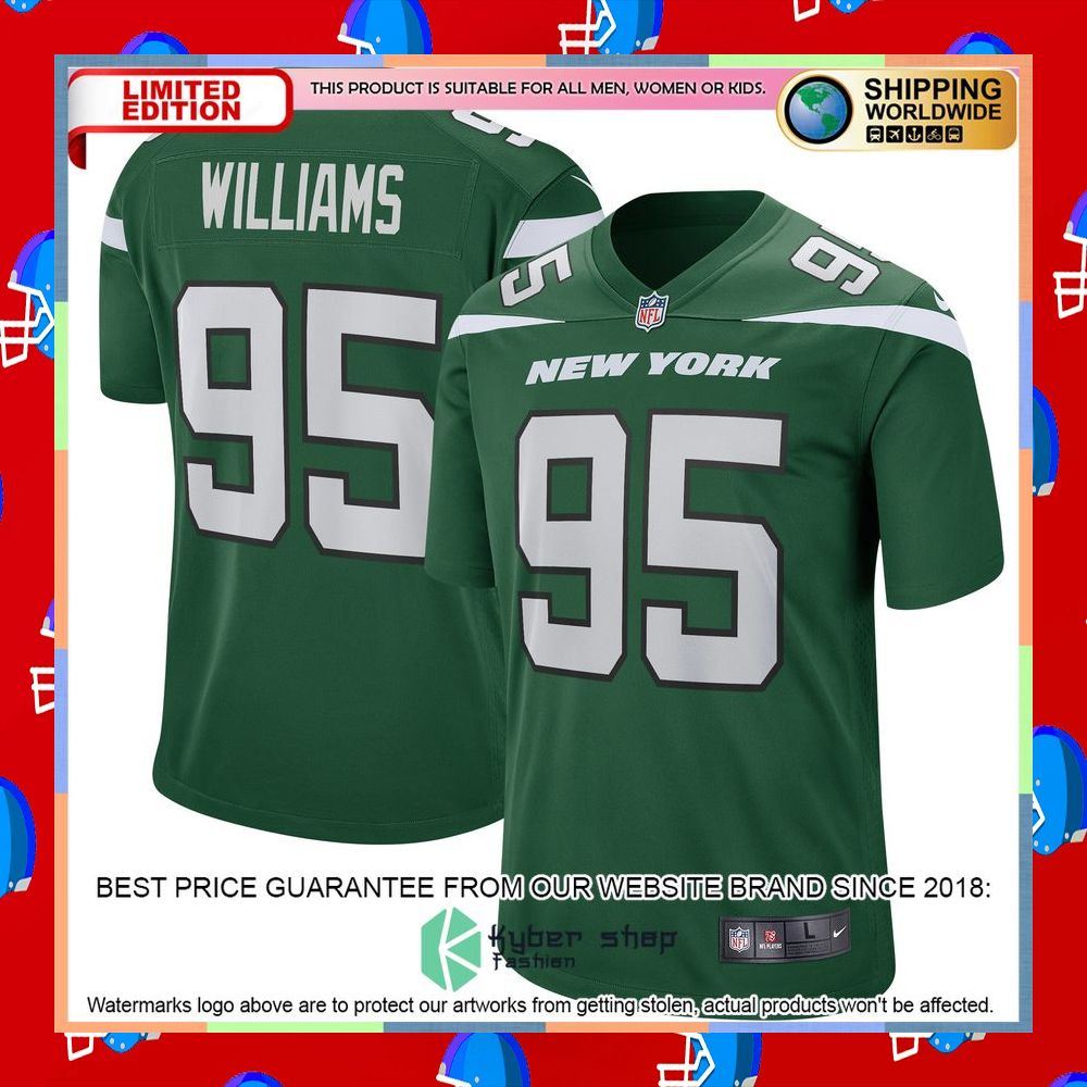 Quinnen Williams New York Jets Gotham Green Football Jersey 8 Quinnen Williams New York Jets Gotham Green Football Jersey word2