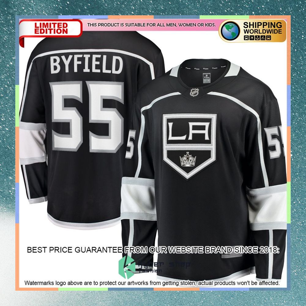 Quinton Byfield Los Angeles Kings Team Black Hockey Jersey 5 Quinton Byfield Los Angeles Kings Team Black Hockey Jersey word2