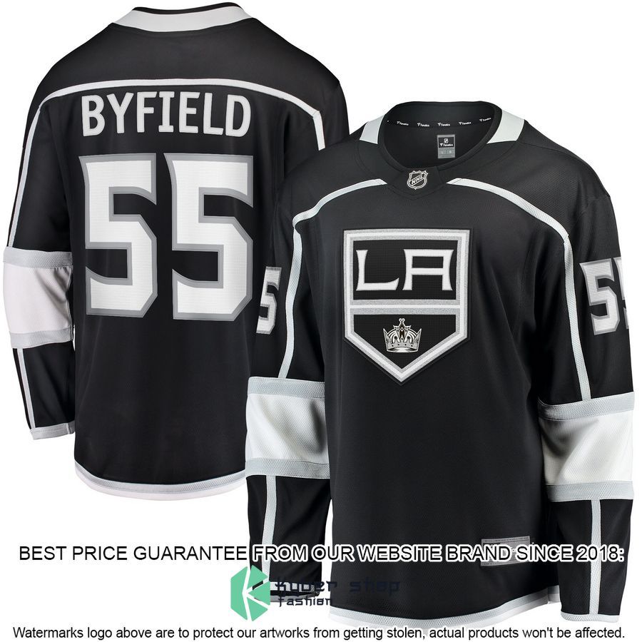 Quinton Byfield Los Angeles Kings Team Black Hockey Jersey
