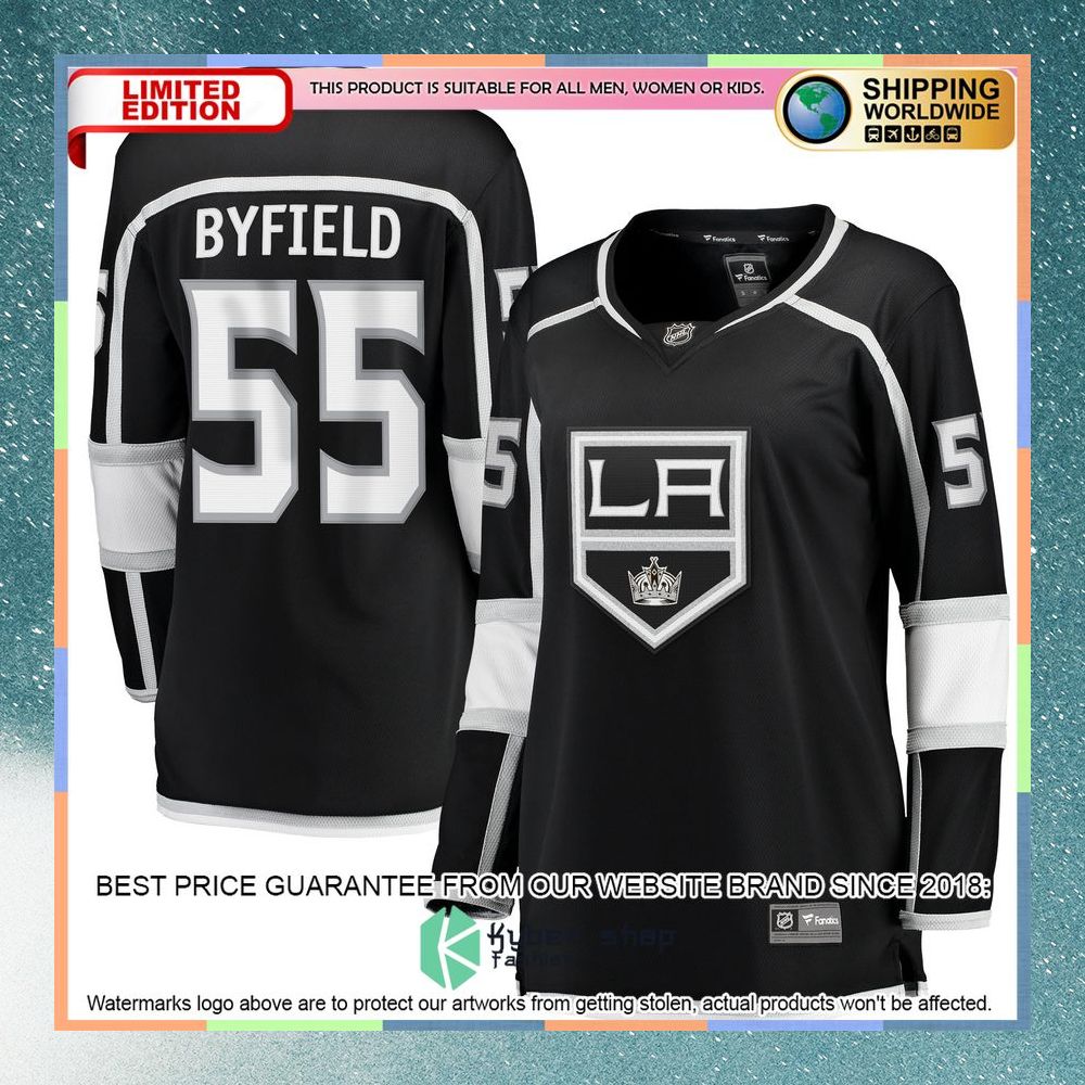 Quinton Byfield Los Angeles Kings Women's Team Black Hockey Jersey 8 Quinton Byfield Los Angeles Kings Women's Team Black Hockey Jersey word3