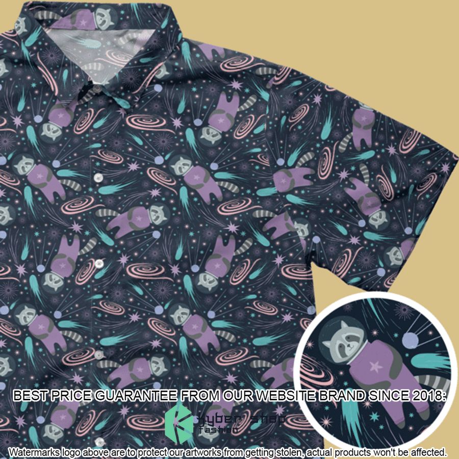 Raccoon Astronaut Pattern Hawaiian Shirt word2
