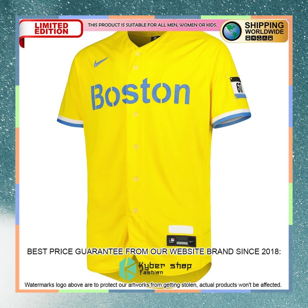 Rafael Devers Boston Red Sox City Connect Player Gold Baseball Jersey 5 Rafael Devers Boston Red Sox City Connect Player Gold Baseball Jersey word1