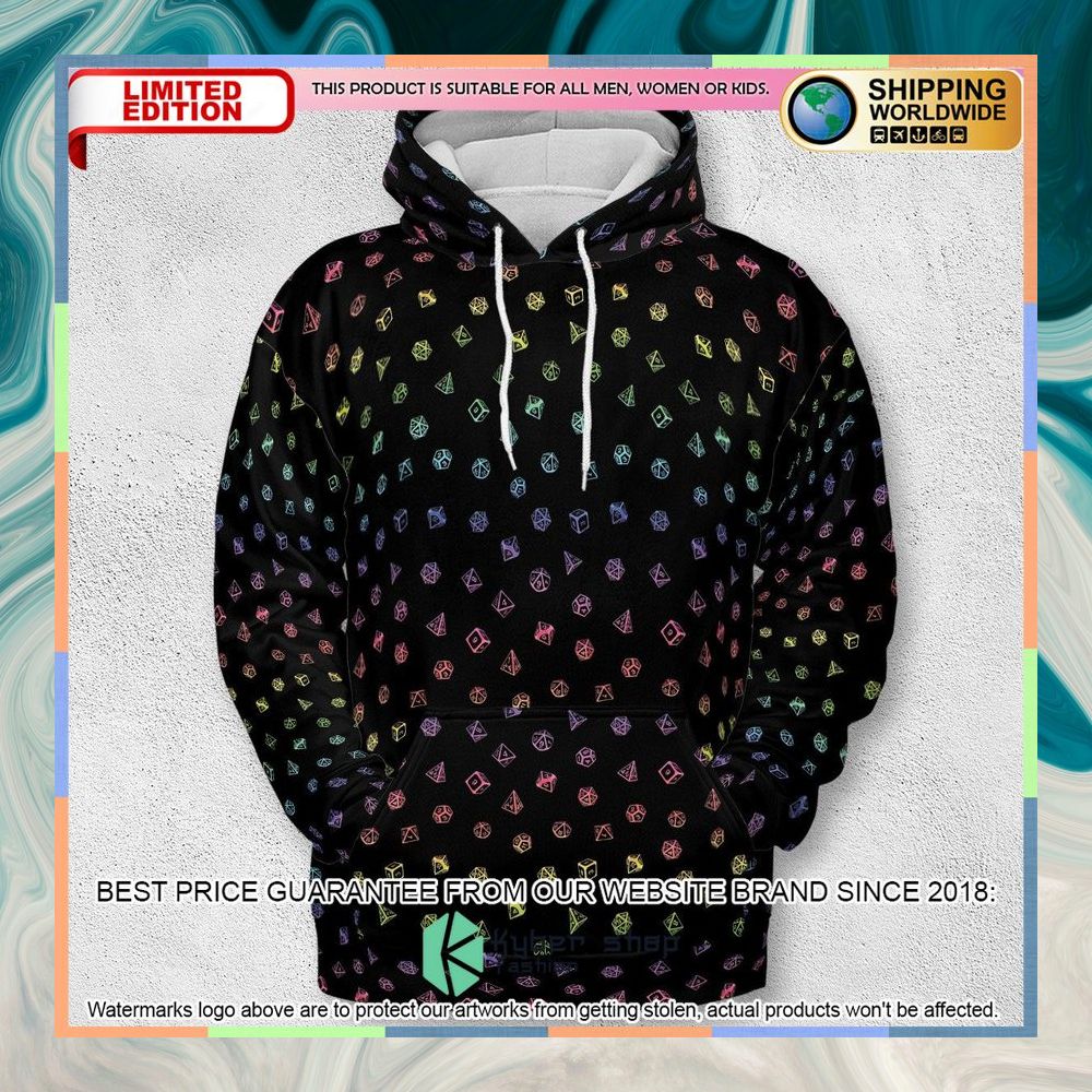 Rainbow Dices Dungeons and Dragons Pattern Hoodie 6 Rainbow Dices Dungeons and Dragons Pattern Hoodie word1