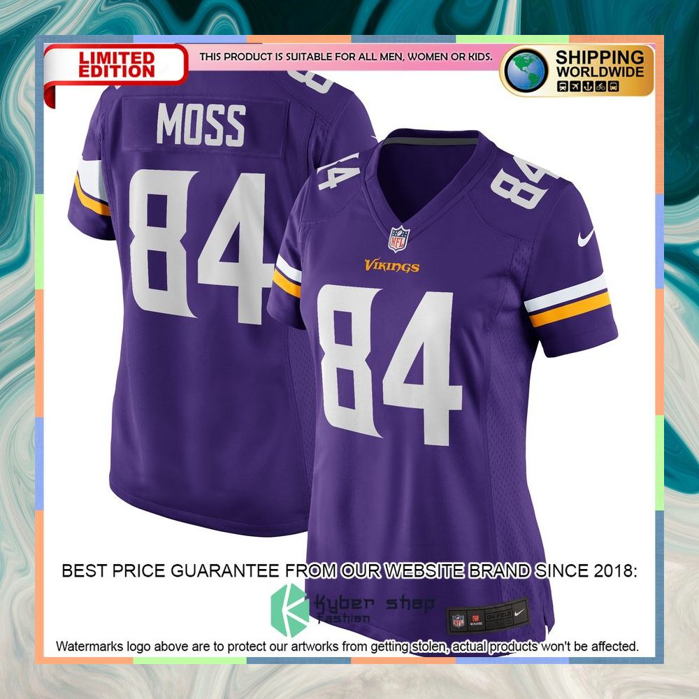 Randy Moss Minnesota Vikings Women's Football Purple Football Jersey 5 Randy Moss Minnesota Vikings Women's Football Purple Football Jersey word2