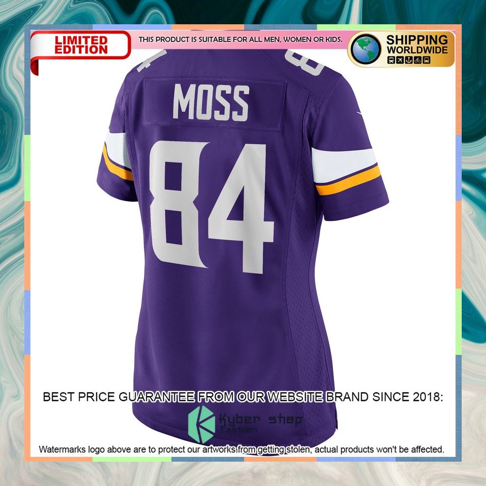 Randy Moss Minnesota Vikings Women's Football Purple Football Jersey 7 Randy Moss Minnesota Vikings Women's Football Purple Football Jersey word2