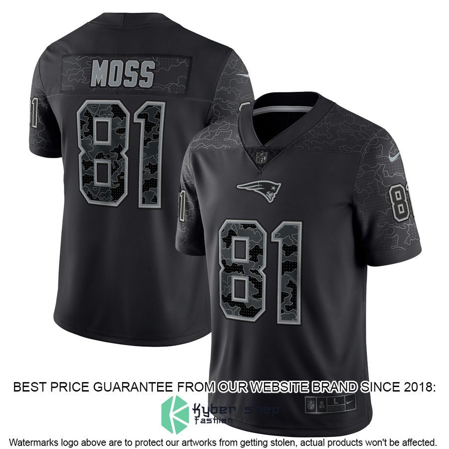 Randy Moss New England Patriots Retired RFLCTV Black Football Jersey