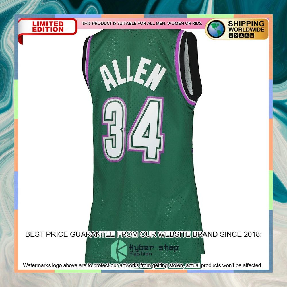 Ray Allen Milwaukee Bucks Mitchell & Ness Women's 1996-97 Hardwood Classics Green Basketball Jersey 6 Ray Allen Milwaukee Bucks Mitchell & Ness Women's 1996-97 Hardwood Classics Green Basketball Jersey word1