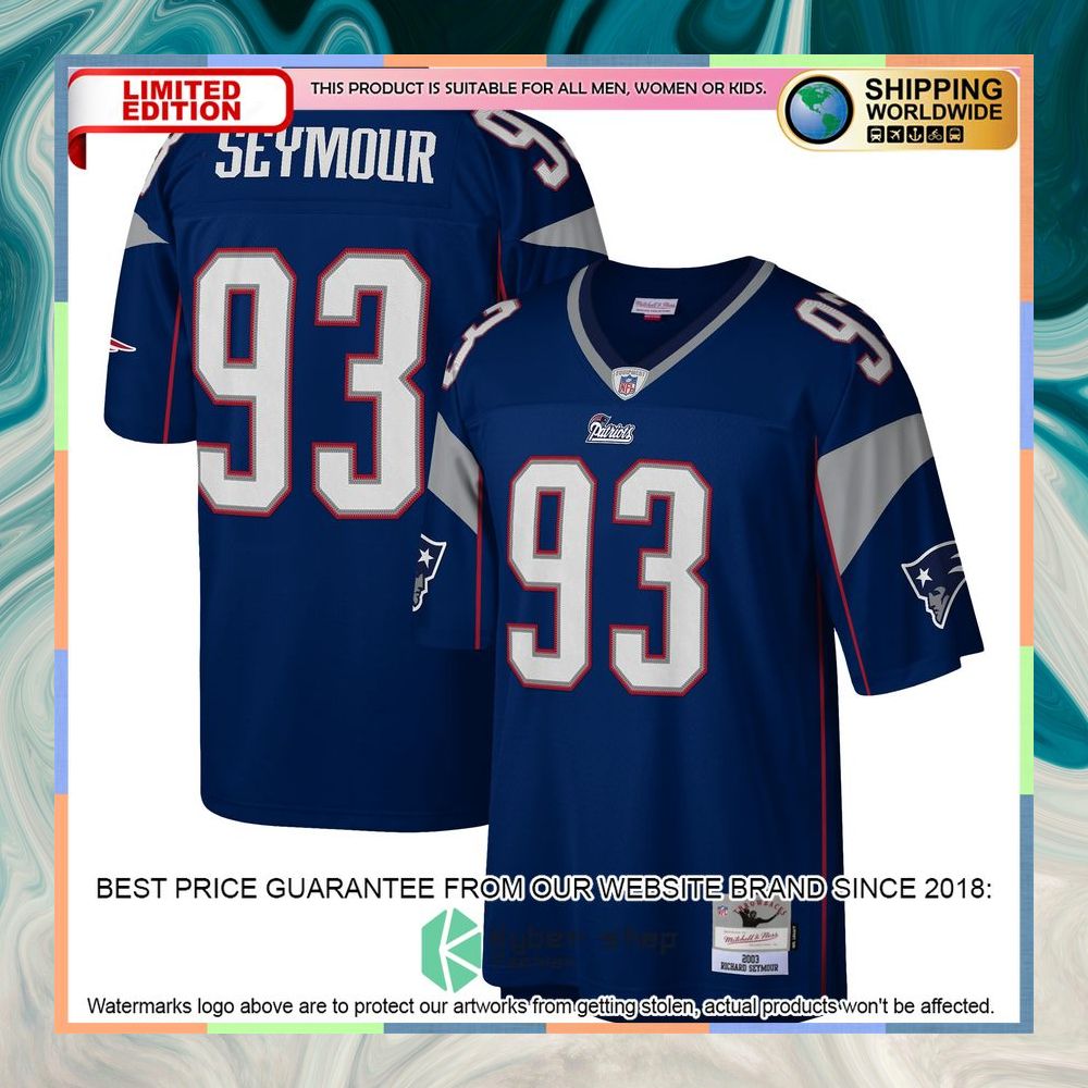 Richard Seymour New England Patriots Mitchell & Ness 2003 Legacy Navy Football Jersey 8 Richard Seymour New England Patriots Mitchell & Ness 2003 Legacy Navy Football Jersey word3