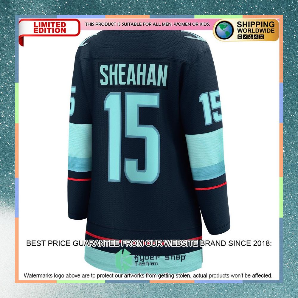 Riley Sheahan Seattle Kraken Women's Deep Sea Blue Hockey Jersey 7 Riley Sheahan Seattle Kraken Women's Deep Sea Blue Hockey Jersey word2