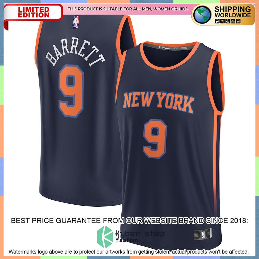 RJ Barrett New York Knicks 2022-23 Navy Basketball Jersey