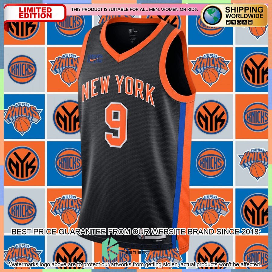 RJ Barrett New York Knicks Nike 2022-23 Black Basketball Jersey 5 RJ Barrett New York Knicks Nike 2022-23 Black Basketball Jersey word2