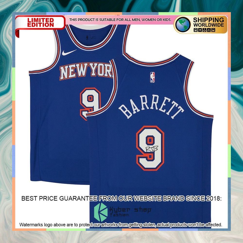 RJ Barrett New York Knicks Nike Blue 2019-20 Basketball Jersey 4 RJ Barrett New York Knicks Nike Blue 2019-20 Basketball Jersey word3