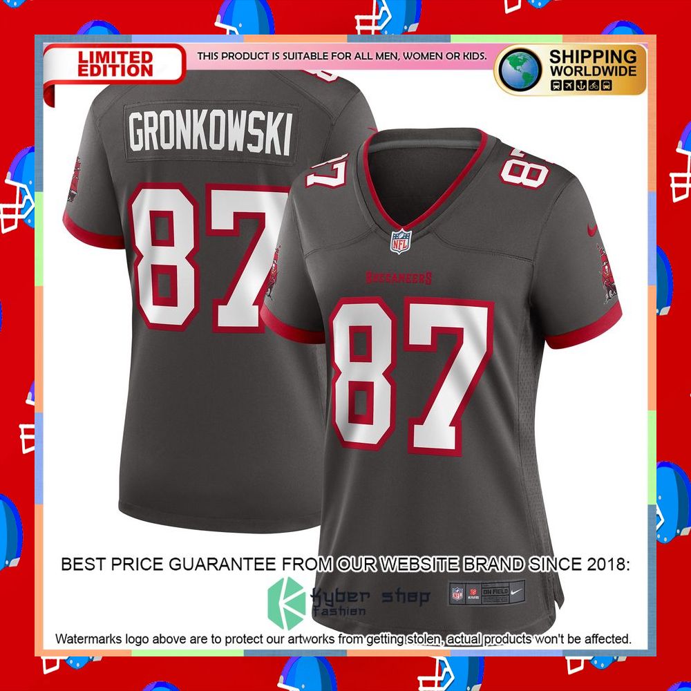 Rob Gronkowski Tampa Bay Buccaneers Women's Alternate Pewter Football Jersey 6 Rob Gronkowski Tampa Bay Buccaneers Women's Alternate Pewter Football Jersey word1