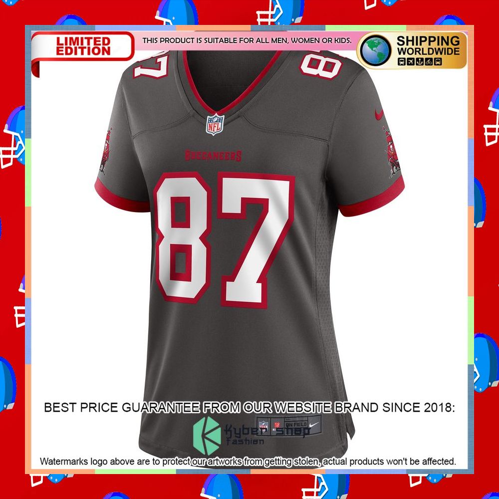 Rob Gronkowski Tampa Bay Buccaneers Women's Alternate Pewter Football Jersey 7 Rob Gronkowski Tampa Bay Buccaneers Women's Alternate Pewter Football Jersey word1