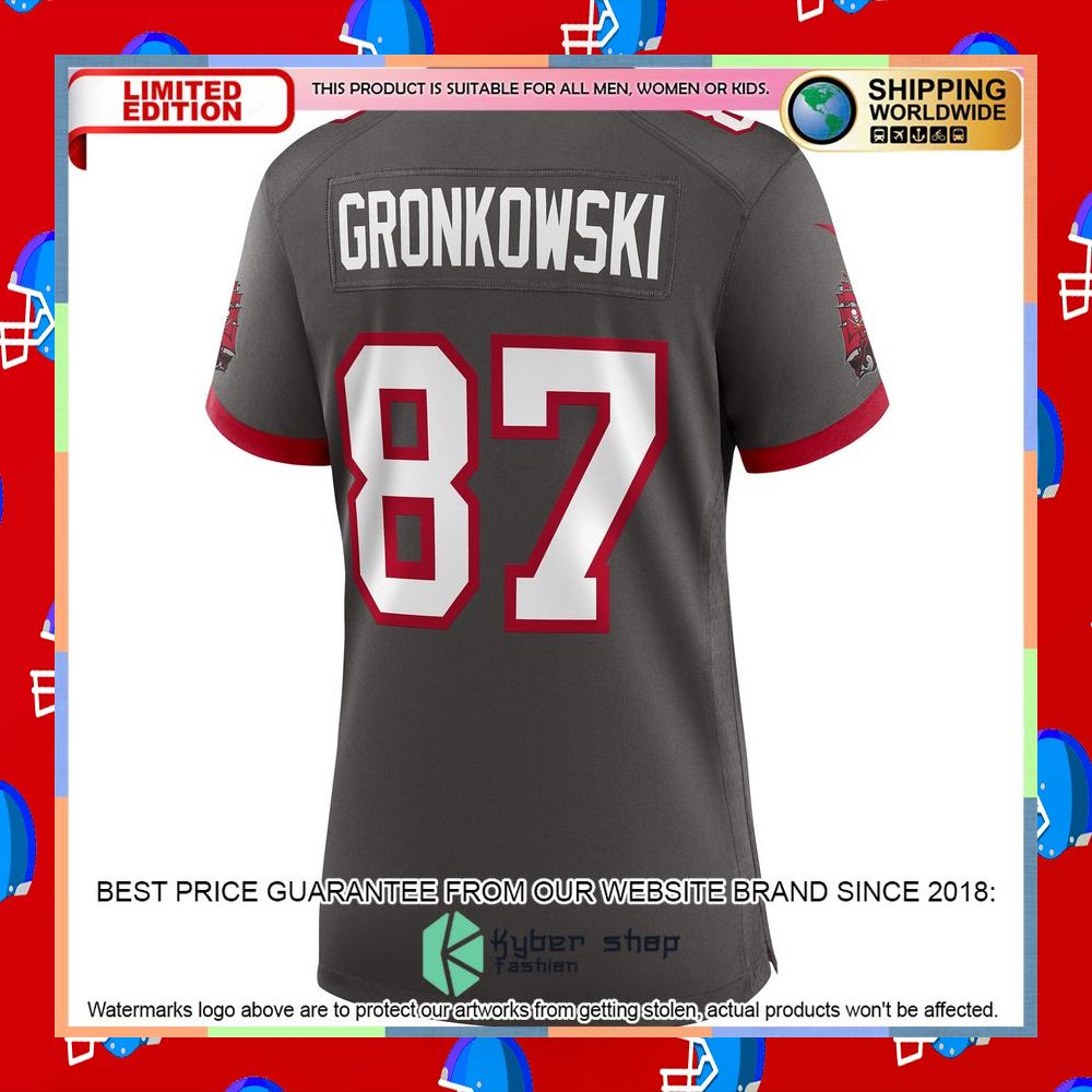Rob Gronkowski Tampa Bay Buccaneers Women's Alternate Pewter Football Jersey 8 Rob Gronkowski Tampa Bay Buccaneers Women's Alternate Pewter Football Jersey word1