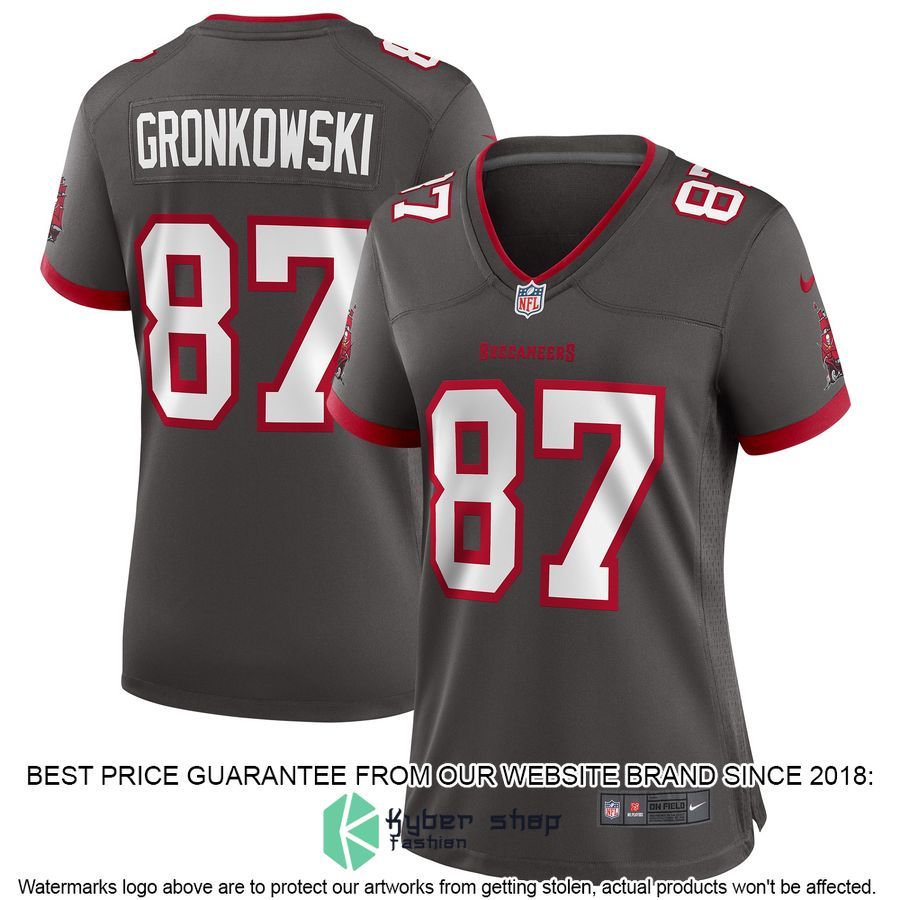 Rob Gronkowski Tampa Bay Buccaneers Women's Alternate Pewter Football Jersey 4 Rob Gronkowski Tampa Bay Buccaneers Women's Alternate Pewter Football Jersey word1
