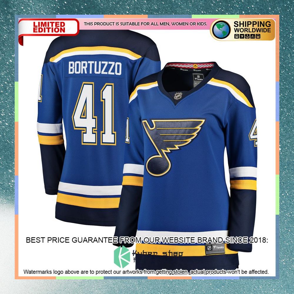Robert Bortuzzo St. Louis Blues Women's Blue Hockey Jersey 5 Robert Bortuzzo St. Louis Blues Women's Blue Hockey Jersey word1
